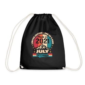 2021 July Vintage Made July 2021 Gift - Drawstring Bag - black - Front