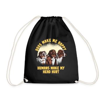 Les chiens me rendent heureux humain me font mal à la tête Doglove - Sac de sport léger - noir - Devant