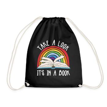 Take A Look It's In A Book Reading Bookworm - Drawstring Bag - black - Front