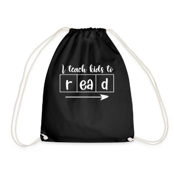 I Teach Kids To Read Science Teachers Reading - Drawstring Bag - black - Front