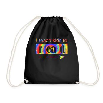 I Teach Kids To Read Science Teachers Reading - Drawstring Bag - black - Front
