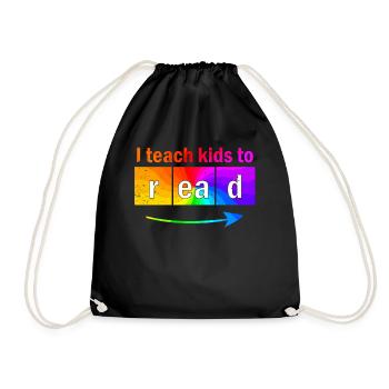I Teach Kids To Read Science Teachers Reading - Drawstring Bag - black - Front
