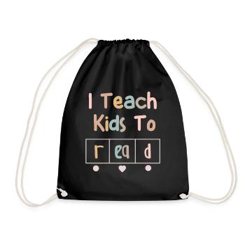 I Teach Kids To Read Science Teachers Reading - Drawstring Bag - black - Front