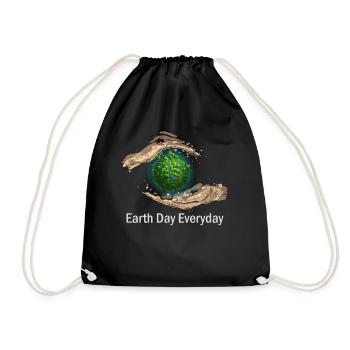Earth Day Everyday Environmental Awareness - Drawstring Bag - black - Front