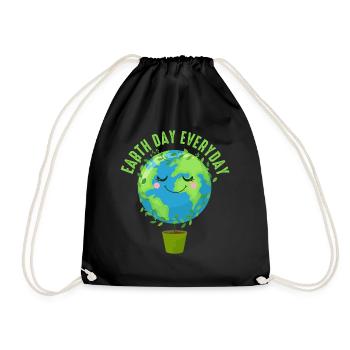 Earth Day Everyday Environmental Awareness - Drawstring Bag - black - Front