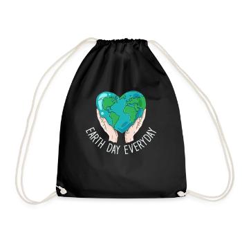 Earth Day Everyday Environmental Awareness - Drawstring Bag - black - Front
