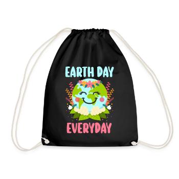Earth Day Everyday Environmental Awareness - Drawstring Bag - black - Front