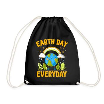Earth Day Everyday Environmental Awareness - Drawstring Bag - black - Front