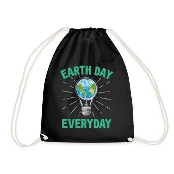 Earth Day Everyday Environmental Awareness - Drawstring Bag - black - Front