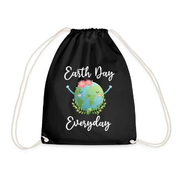 Earth Day Everyday Environmental Awareness - Drawstring Bag - black - Front