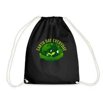Earth Day Everyday Environmental Awareness - Drawstring Bag - black - Front