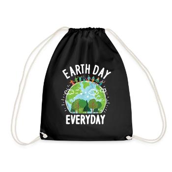 Earth Day Everyday Environmental Awareness - Drawstring Bag - black - Front