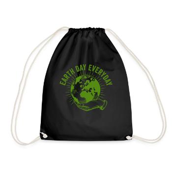 Earth Day Everyday Environmental Awareness - Drawstring Bag - black - Front