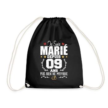 Je Suis Marié Depuis 9 Ans, Cadeau 9 Ans Mariage - Sac de sport léger - noir - Devant