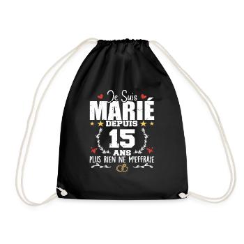 Je Suis Marié Depuis 15 Ans, Cadeau 15 Ans Mariage - Sac de sport léger - noir - Devant