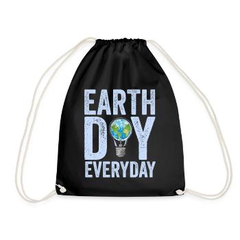 Earth Day Everyday Environmental Awareness - Drawstring Bag - black - Front