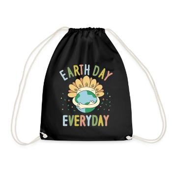 Earth Day Everyday Environmental Awareness - Drawstring Bag - black - Front