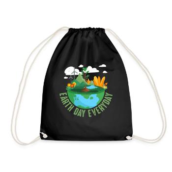 Earth Day Everyday Environmental Awareness - Drawstring Bag - black - Front