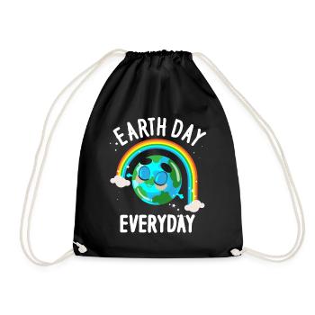 Earth Day Everyday Environmental Awareness - Drawstring Bag - black - Front