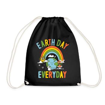 Earth Day Everyday Environmental Awareness - Drawstring Bag - black - Front