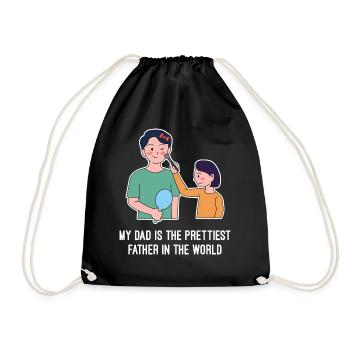 Father's Day Girl Design - Drawstring Bag - black - Front