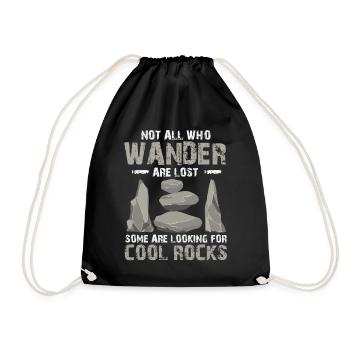 Wander Some Looking For Cool Rocks - Drawstring Bag - black - Front