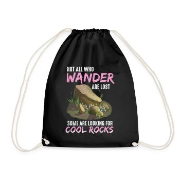 Wander Some Looking For Cool Rocks - Drawstring Bag - black - Front