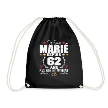 Je Suis Marié Depuis 62 Ans, Cadeau 62 Ans Mariage - Sac de sport léger - noir - Devant