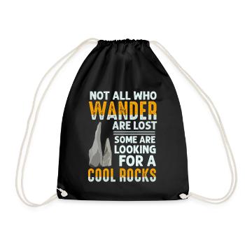 Wander Some Looking For Cool Rocks - Drawstring Bag - black - Front