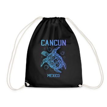 Cancun Mexico Sea Turtle Boys Girls Toddler - Drawstring Bag - black - Front