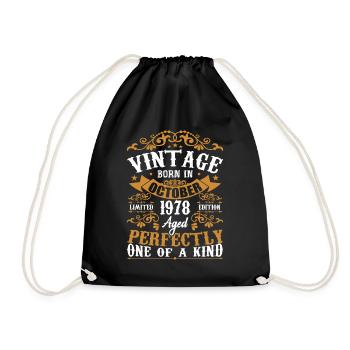 Oktober 1978 Geburtstagsgeschenk 1978 Oktober - Turnbeutel - Schwarz - Vorne