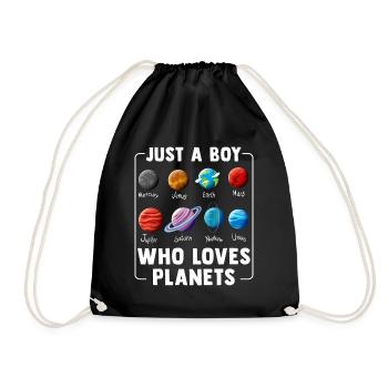 Just A Boy Who Loves Planets Solar System - Drawstring Bag - black - Front