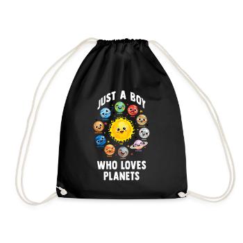 Just A Boy Who Loves Planets Solar System - Drawstring Bag - black - Front