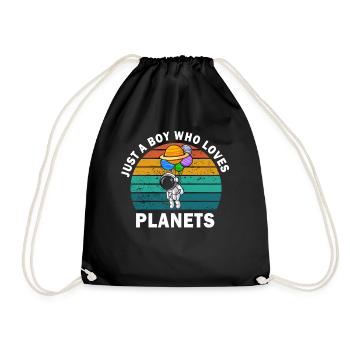 Nur ein Junge, der Planeten Sonnensystem liebt - Turnbeutel - Schwarz - Vorne