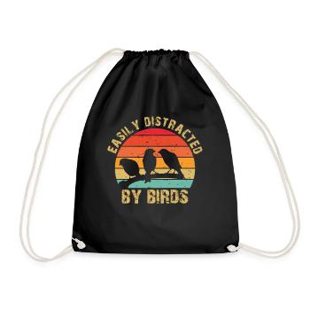 Easily Distracted By Birds Bird Lover - Drawstring Bag - black - Front