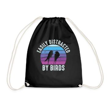 Easily Distracted By Birds Bird Lover - Drawstring Bag - black - Front