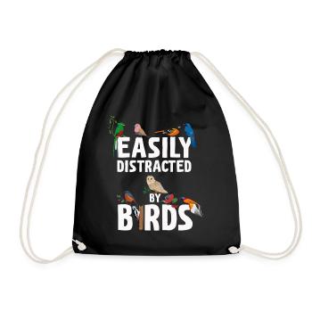 Easily Distracted By Birds Bird Lover - Drawstring Bag - black - Front