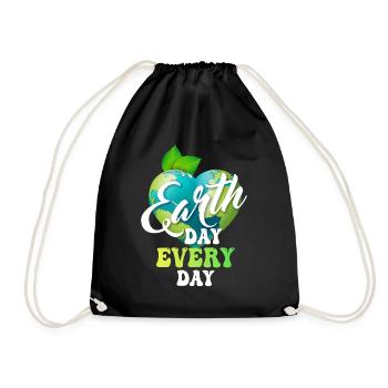 Earth Day Everyday Environmental Awareness - Drawstring Bag - black - Front