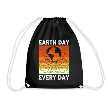 Earth Day Everyday Environmental Awareness - Drawstring Bag - black - Front