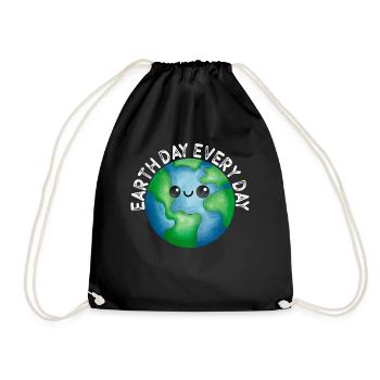 Earth Day Everyday Environmental Awareness - Drawstring Bag - black - Front