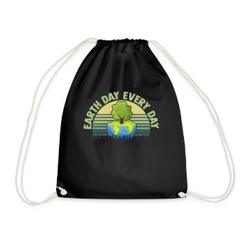 Earth Day Everyday Environmental Awareness - Drawstring Bag - black - Front