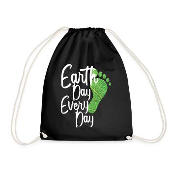 Earth Day Everyday Environmental Awareness - Drawstring Bag - black - Front