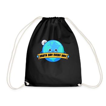 Earth Day Everyday Environmental Awareness - Drawstring Bag - black - Front