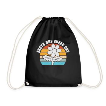 Earth Day Everyday Environmental Awareness - Drawstring Bag - black - Front