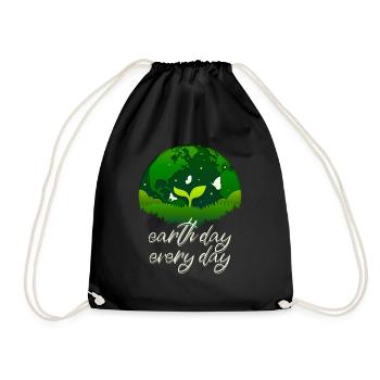 Earth Day Everyday Environmental Awareness - Drawstring Bag - black - Front