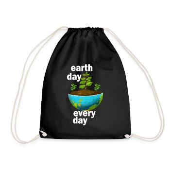 Earth Day Everyday Environmental Awareness - Drawstring Bag - black - Front