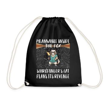 Meanwhile, in box Schroedingers cat plans revenge - Drawstring Bag - black - Front