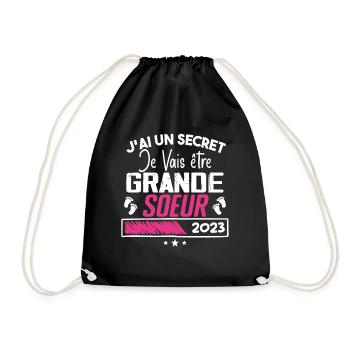 Je Vais être Grande Soeur 2023 Cadeau Grande Soeur - Sac de sport léger - noir - Devant
