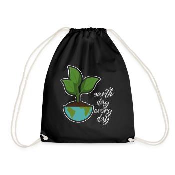 Earth Day Everyday Environmental Awareness - Drawstring Bag - black - Front