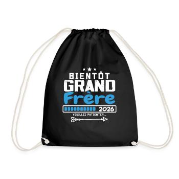 Bientôt Grand Frère 2026 - Futur grand-frère - Sac de sport léger - noir - Devant
